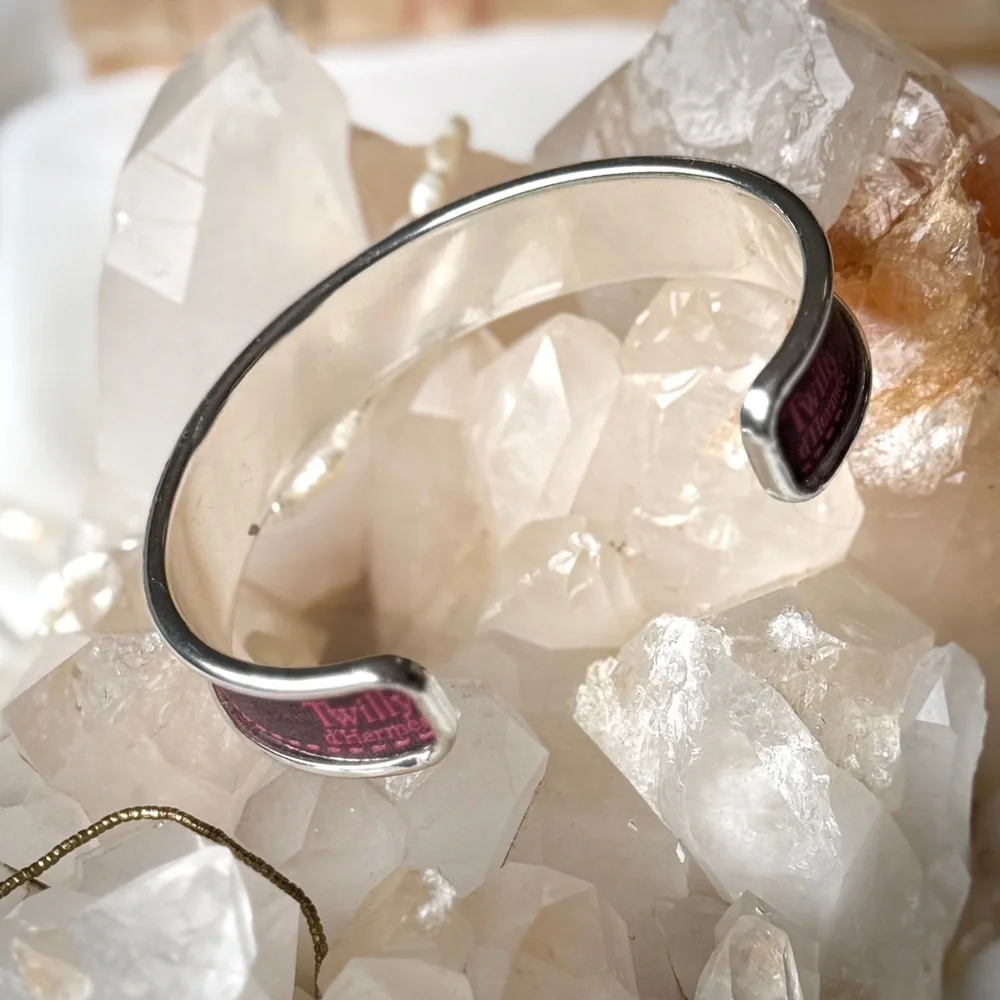 Hermes-Paris Brown Fuchsia Ribbon Silver Cuff Bracelet - Picture 6 of 6